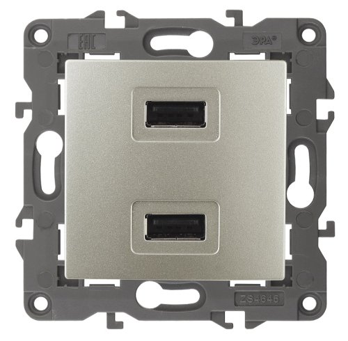 Розетка USB тип A+A без рамки Эра Elegance 2-м. 2100мА шампань картинка